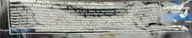 Gfuel nutrition facts table
