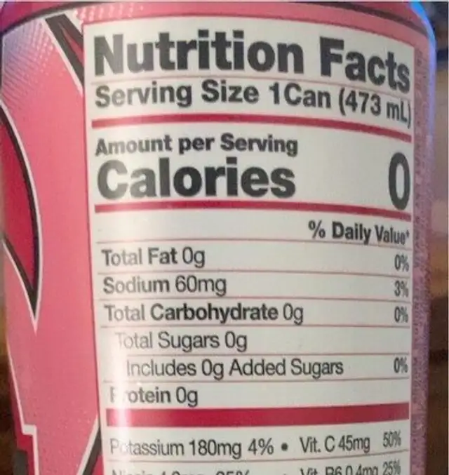 Strawberry Slushie nutrition facts table