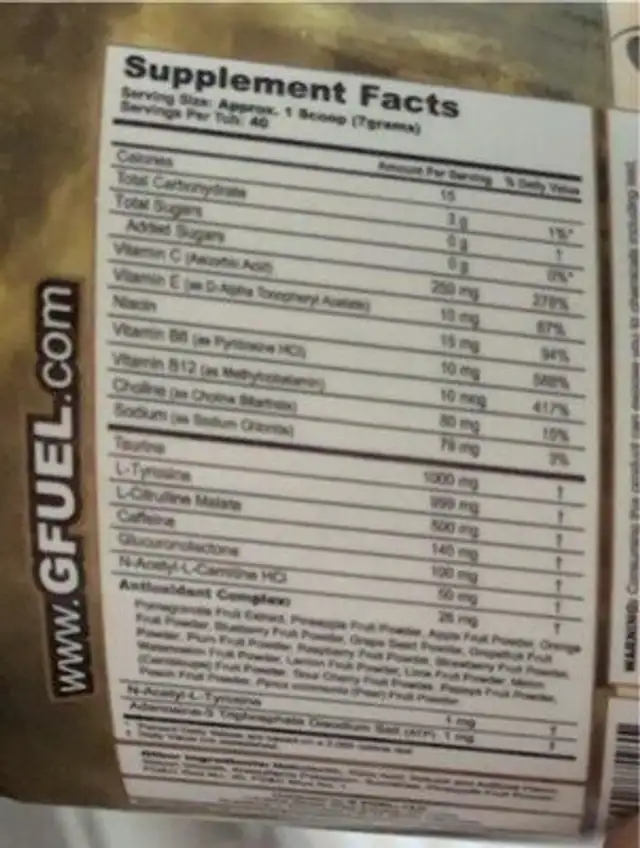 Elden Ring Flavor nutrition facts table