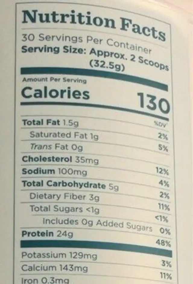 Santo Remedio’s entalla nutrition facts table