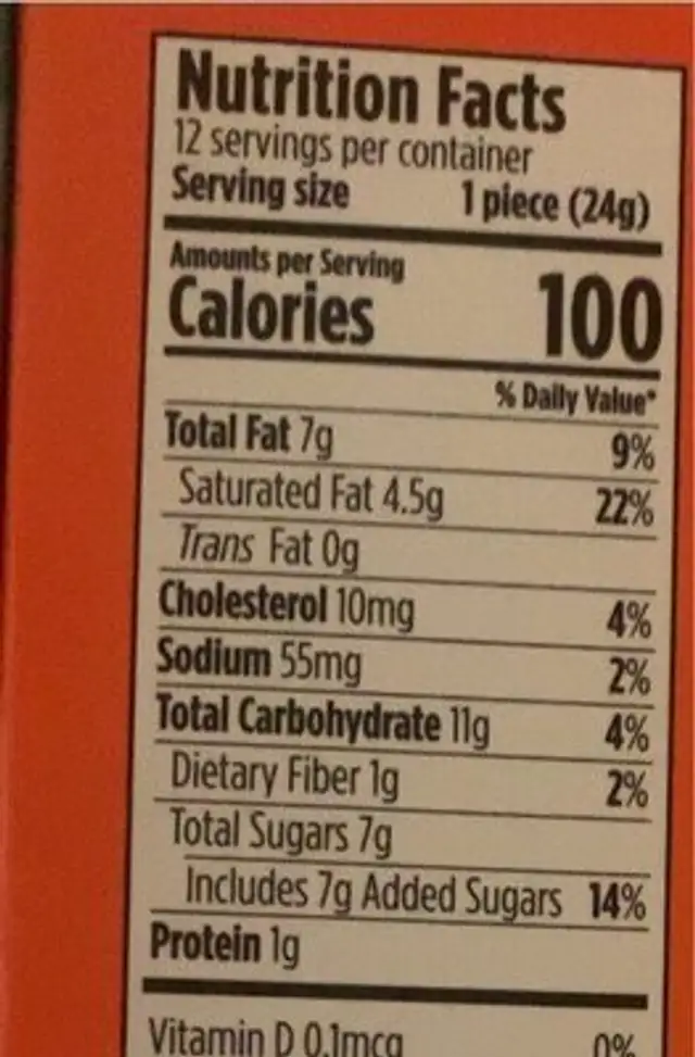 Chocolate dessert cups nutrition facts table