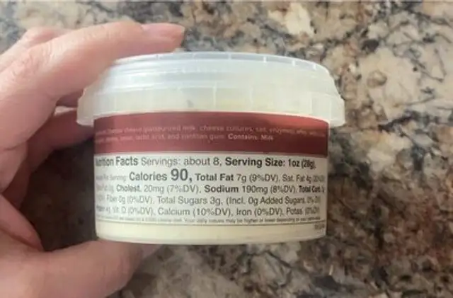 Roasted Garlic & Herb Aged Cheddar Cheese Spread nutrition facts table