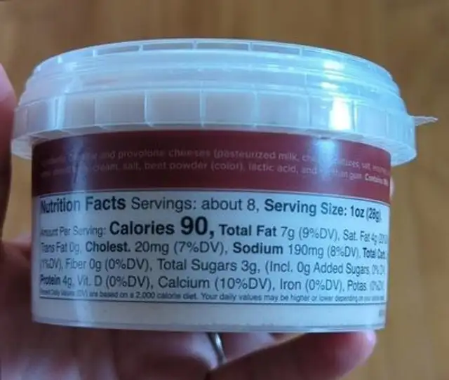 Provolone and Chianti cheese spread nutrition facts table