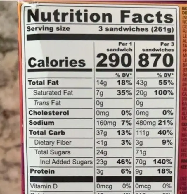 Chocolate Chip Cookie Dough Animal-Free Ice Cream Sandwich nutrition facts table