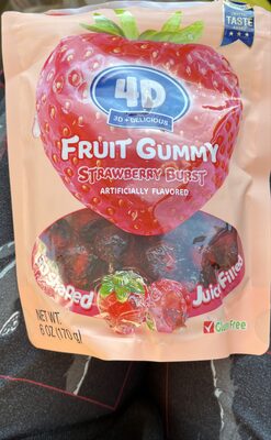 Fruit gummy strawberry burst front packaging