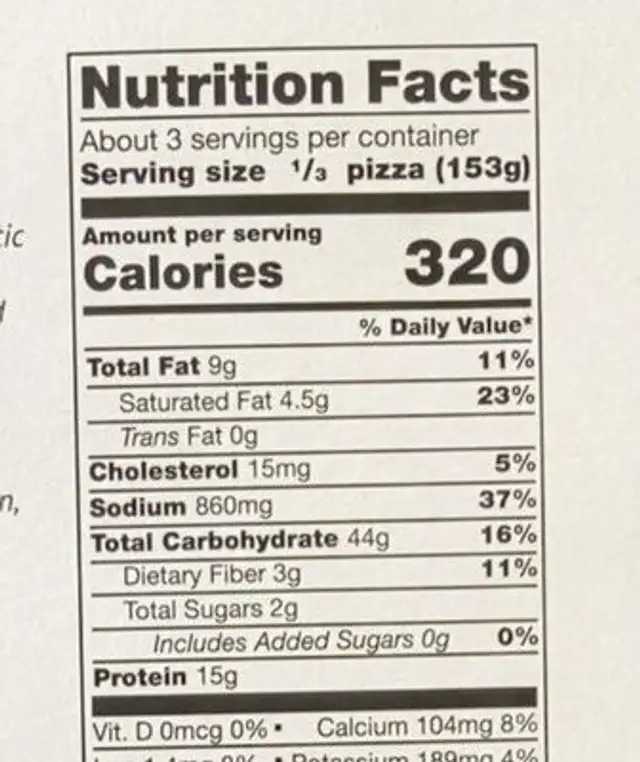 Super napoli bufalina & pesto nutrition facts table
