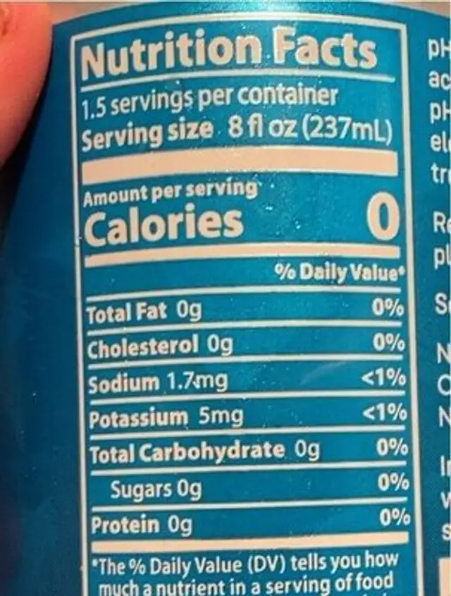 TEN nutrition facts table