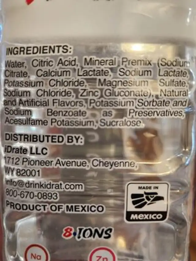 Coconut ingredients label