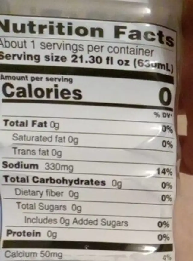 Suero nutrition facts table