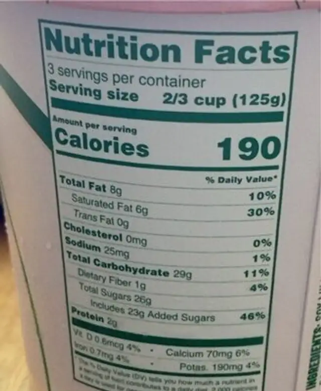 Vegan strawberry nutrition facts table