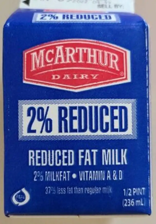 2 Percent Reduced Fat Milk