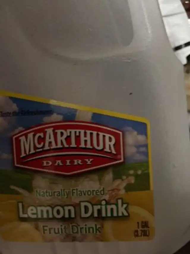 Lemon Drink ingredients label