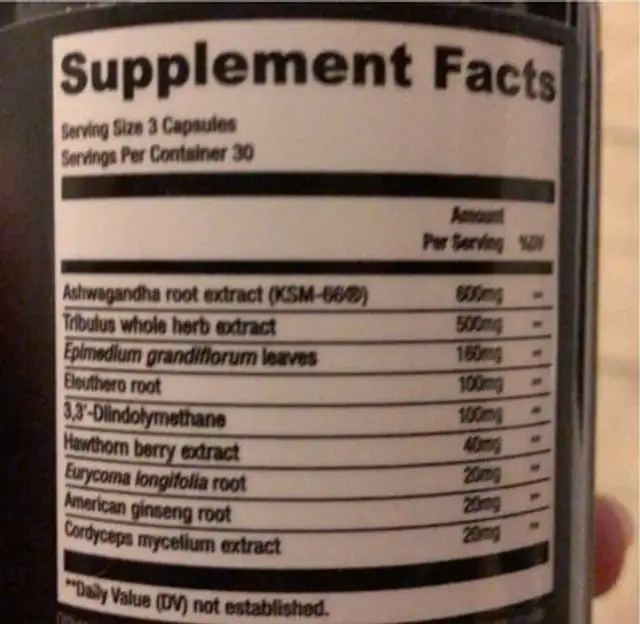 Test boost max nutrition facts table