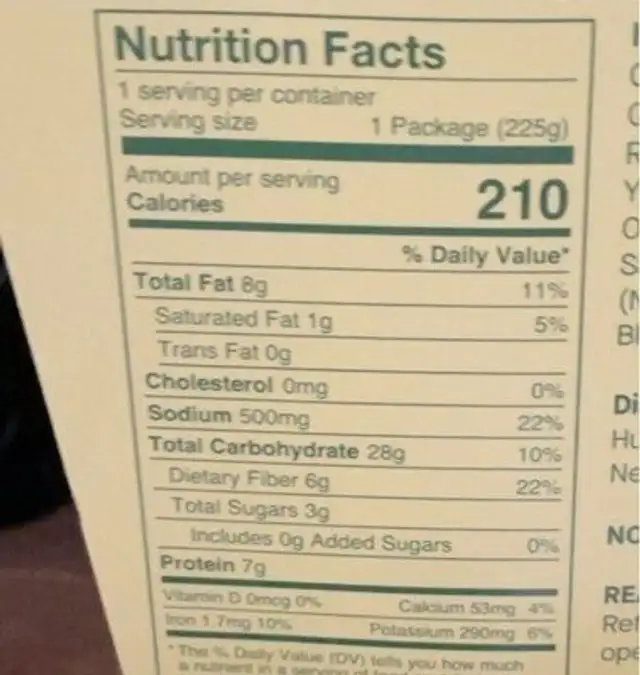 Lemon artichoke quinoa cup nutrition facts table