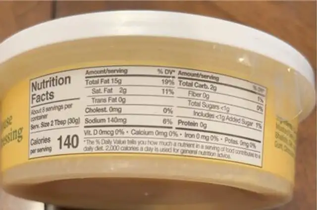 House dressing nutrition facts table