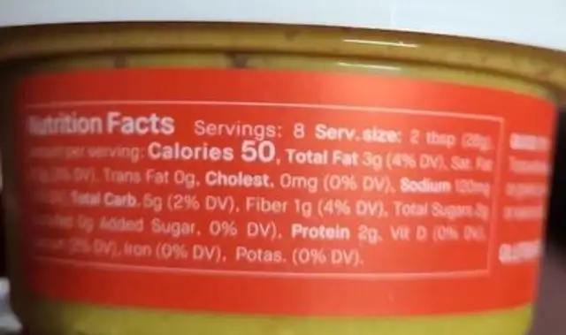 Coconut curry nutrition facts table