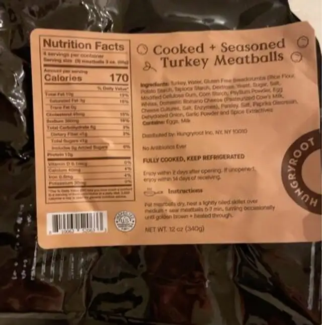 Seasoned turkey meatballs