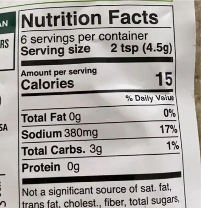 Zesty lime chicken bowl nutrition facts table