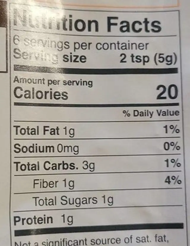 Ginger Sesame Bowl Seasoning nutrition facts table