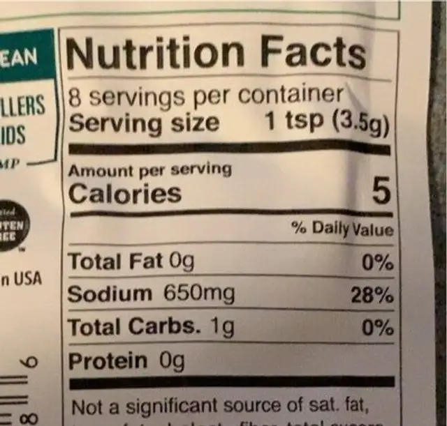 Hatch green chili seasoning nutrition facts table