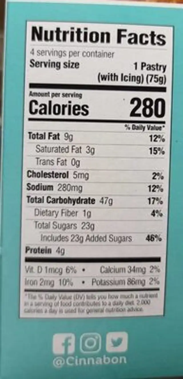 Frosted Mini Bites nutrition facts table
