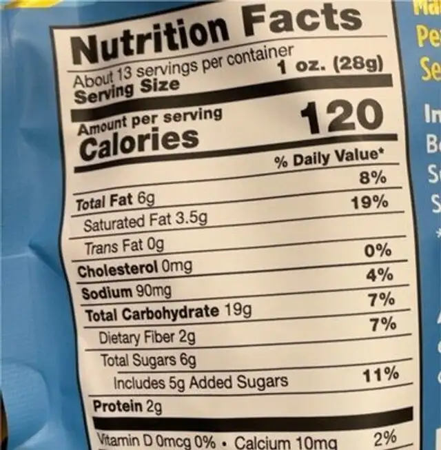 Chocolate Quinoa Crisps nutrition facts table