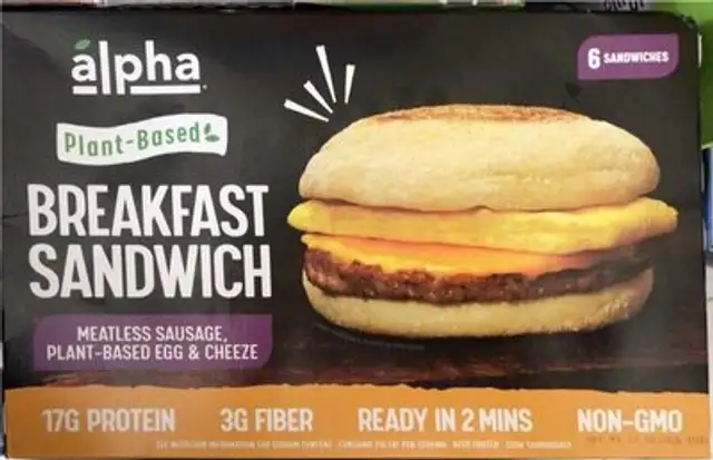 Alpha plant-based breakfast sandwich
