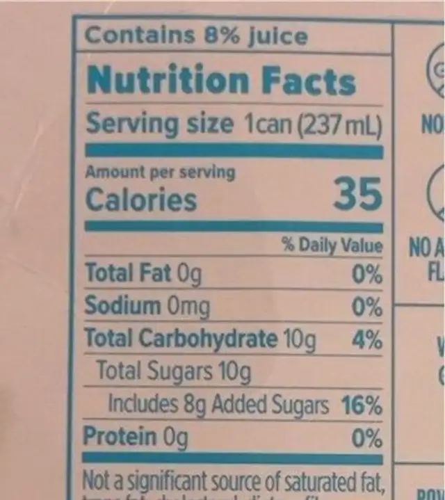 Grapefruit Rosemary Tonic nutrition facts table