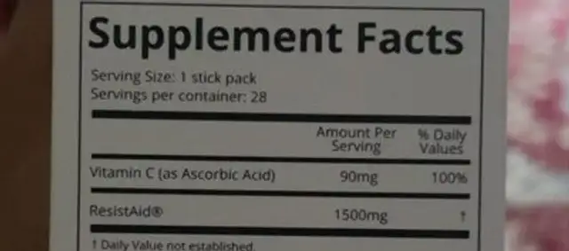 Immune Boost nutrition facts table