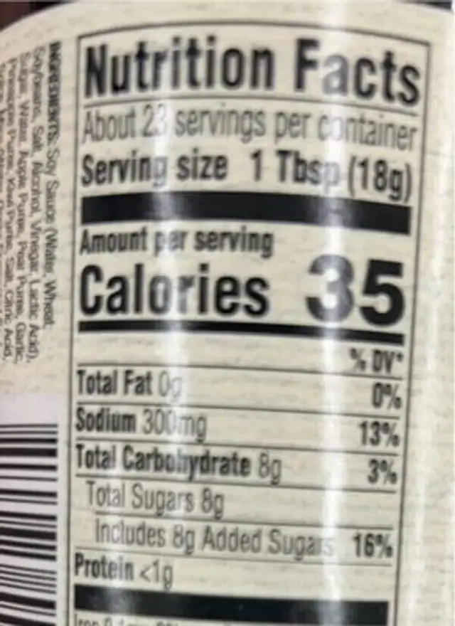 PREMIUM KOREAN BBQ SAUCE & MARINADE ORIGINAL nutrition facts table