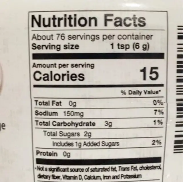 Gluten free Gochujang nutrition facts table