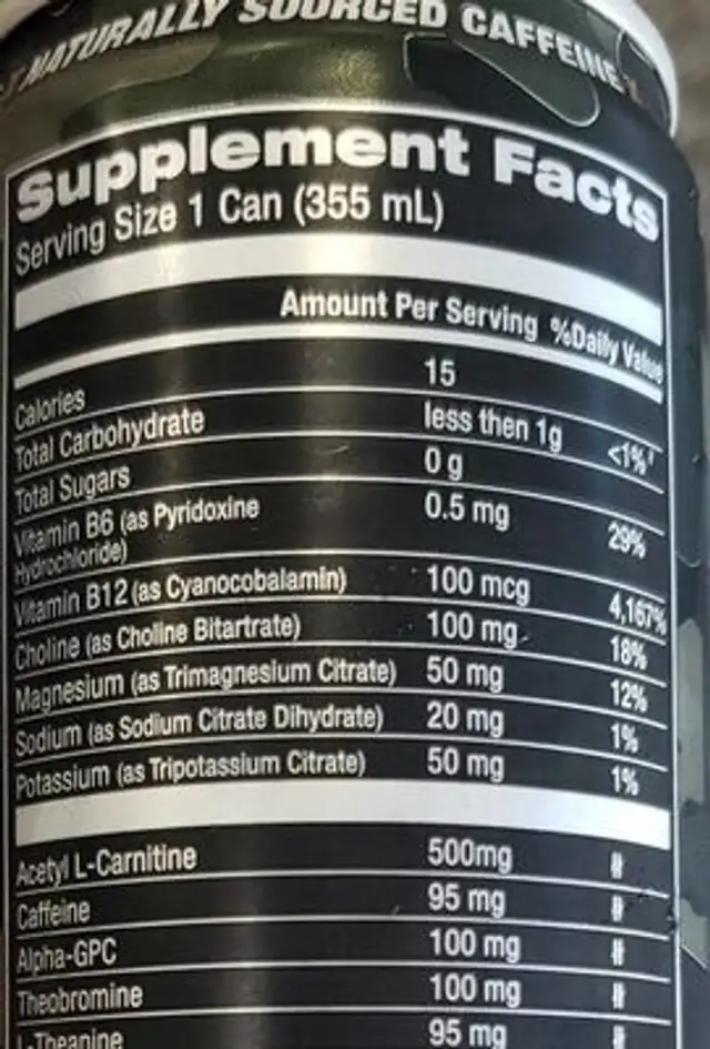 Jocko GO nutrition facts table