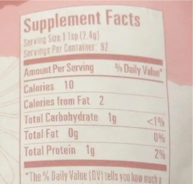 Fiddy shades of green nutrition facts table