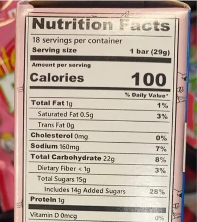 Angelas double fudge nutrition facts table