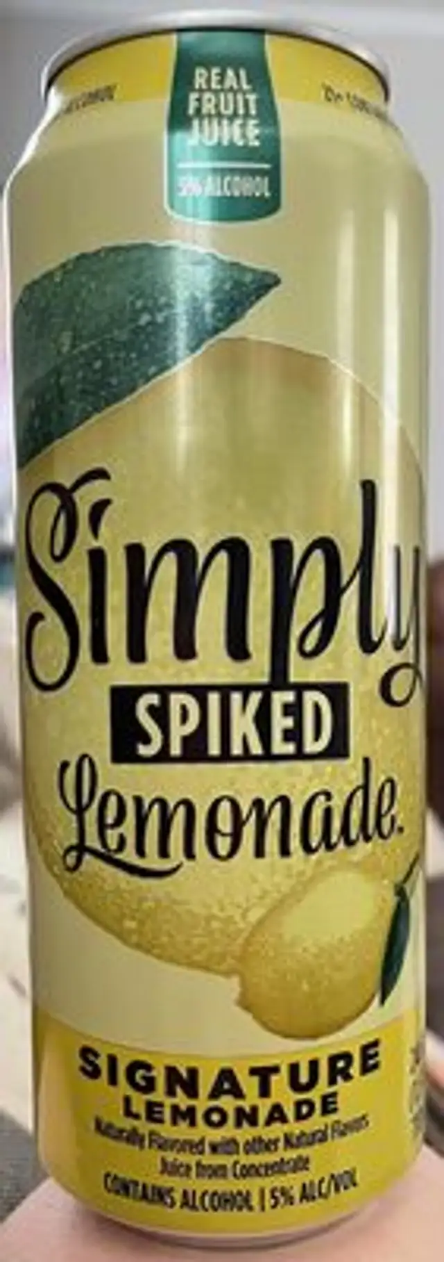 Simply Spiked lemonade ingredients label