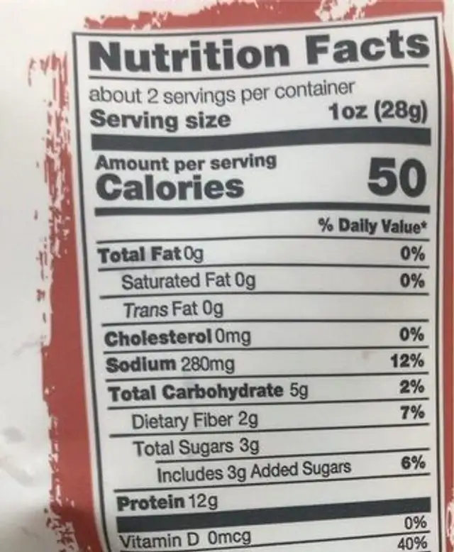 Teriyaki Plant-Based Jerkey nutrition facts table