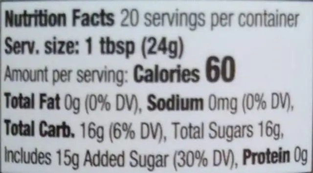 Apple Cider Jelly nutrition facts table