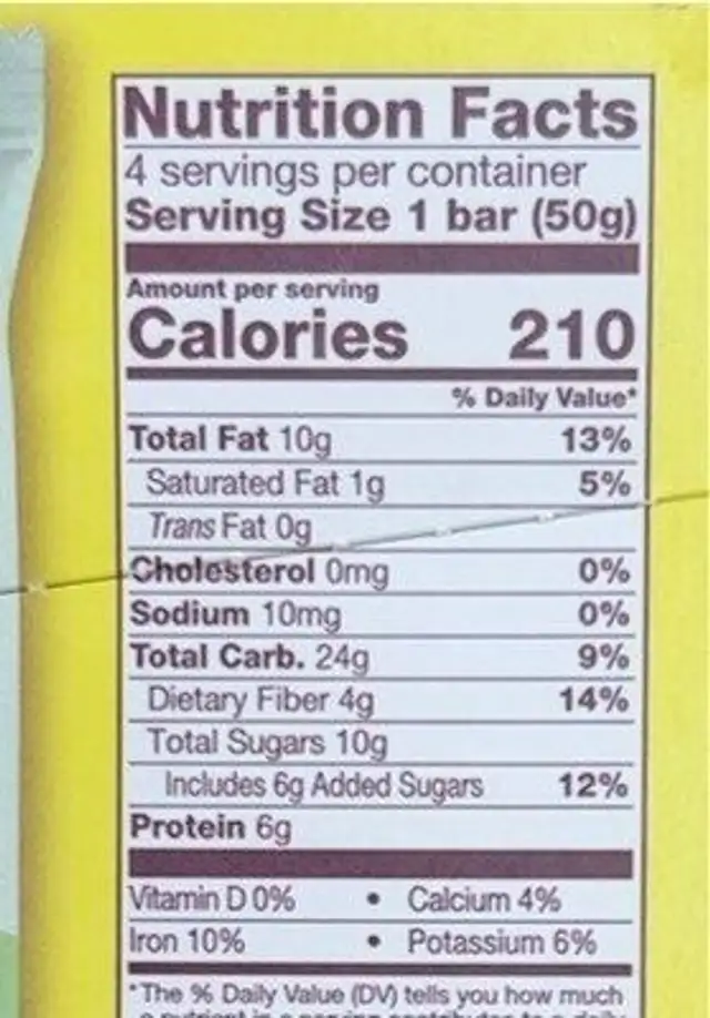 Field & farmer snack bars nutrition facts table