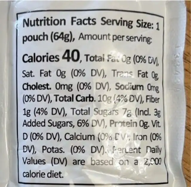 Apple Strawberry purée nutrition facts table