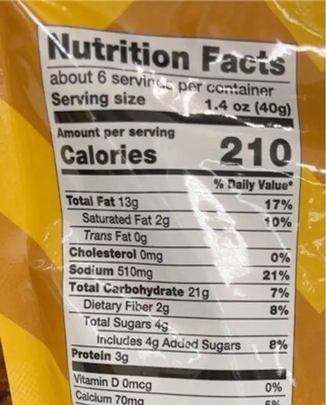 honey sesame sticks nutrition facts table