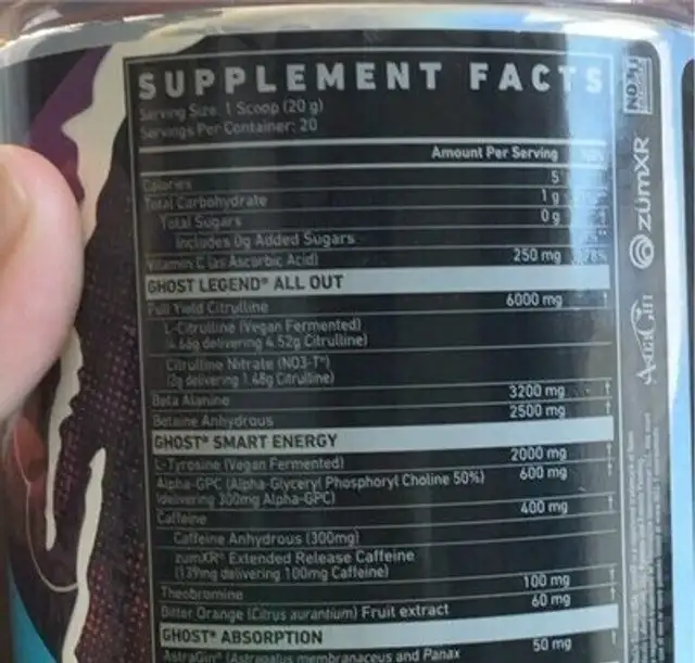 Legend all out nutrition facts table