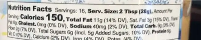 Nerdy Nuts nutrition facts table