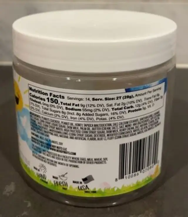 Nut Roll Peanut Butter Treat nutrition facts table