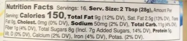 Cranberry crisp nutrition facts table