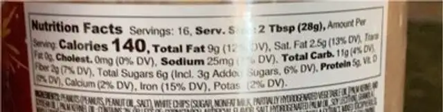Strawberry Cheesecake nutrition facts table