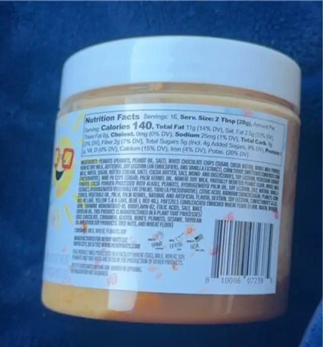 Nutrageous nutrition facts table