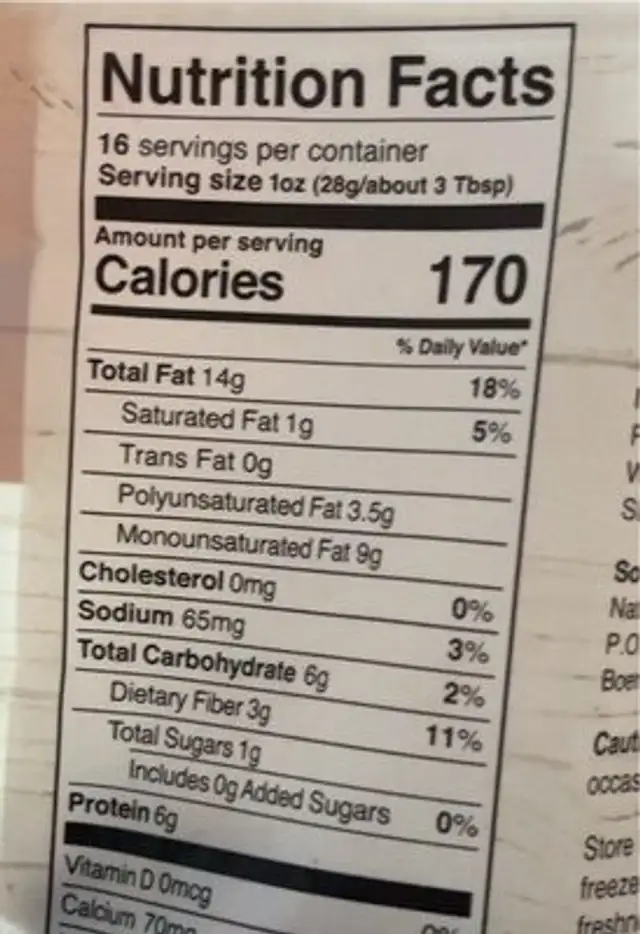 Roasted salted almonds nutrition facts table