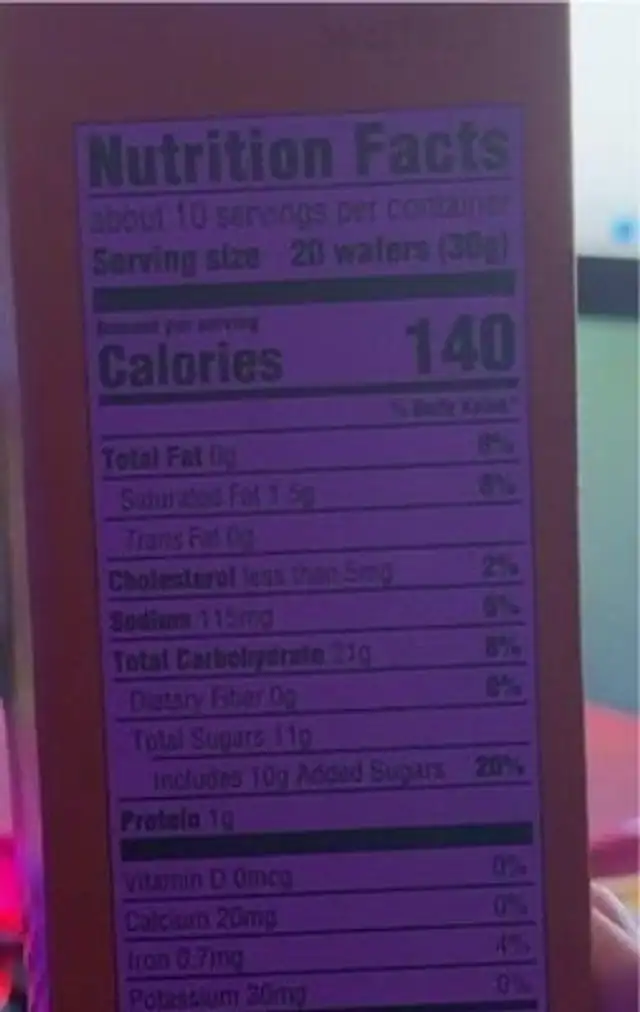 Nilla wafers nutrition facts table