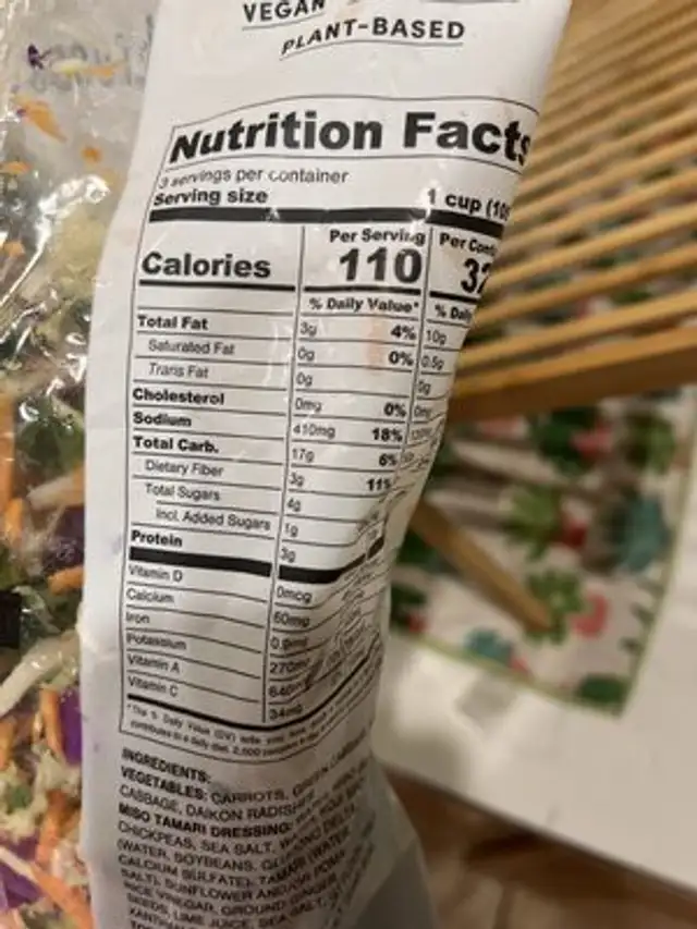 Crunch Sesame Ramen Salad - Correct nutrition facts table