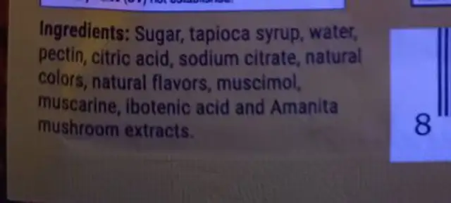 magic amanita mushroom gummu ingredients label